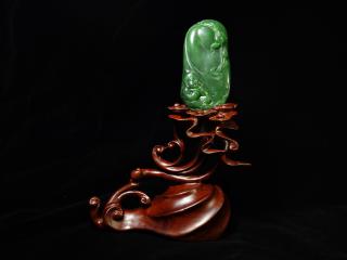 新款新疆和田玉碧玉弥勒佛笑佛佛公童子摆件饰品