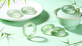 豆蔻时光和田玉戒指圆戒扳指晴水浅青玉素戒男女款新中式玉指环圈19
